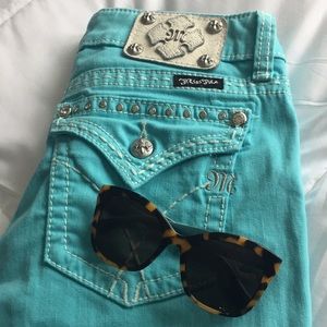 Miss Me Turquoise Skinny Jeans
